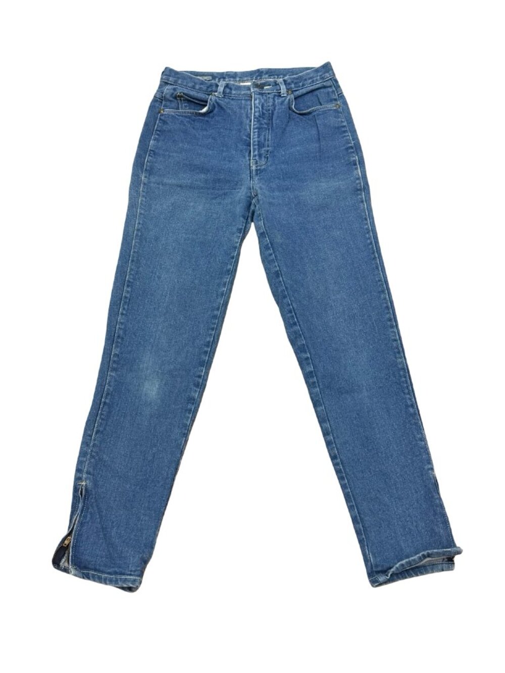 Vintage 1990s Sasson Made in Japan High Waist Denim Jeans Ankle Zip Blue